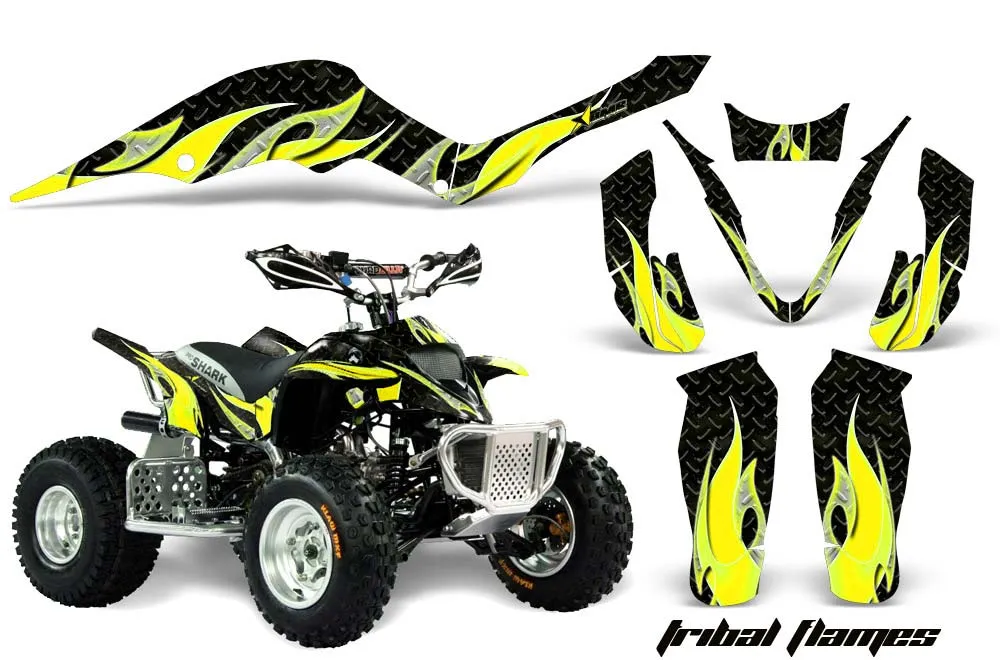 Apex Pro Shark MXR 70 / 90 ATV Graphic Kit - All Years Tribal Flames Yellow