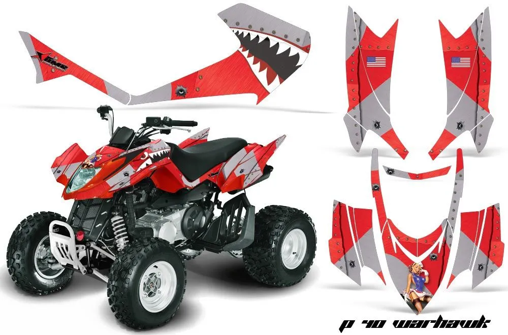 Arctic Cat DVX300 ATV Graphic Kit - All Years P40 Warhawk Red