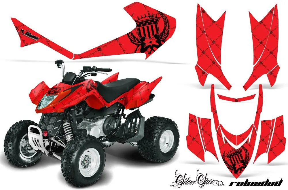 Arctic Cat DVX300 ATV Graphic Kit - All Years Silver Star - Reloaded Black
