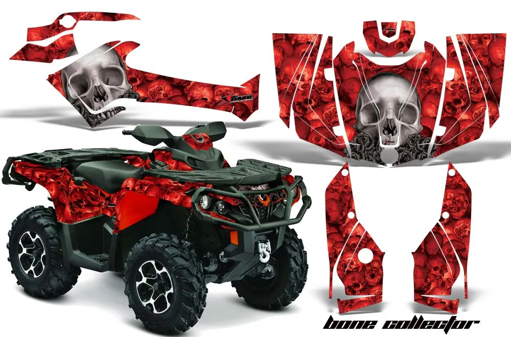 Can Am Outlander 500 / 650 / 800 / 800R / 1000 XT-P ATV Graphic Kit - 2013-2016 Bone Collector Red