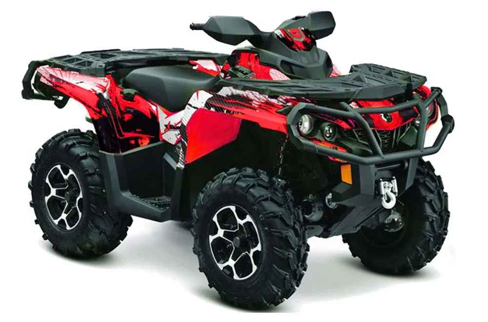 Can Am Outlander 500 / 650 / 800 / 800R / 1000 XT-P ATV Graphic Kit - 2013-2016 Carbon X Red