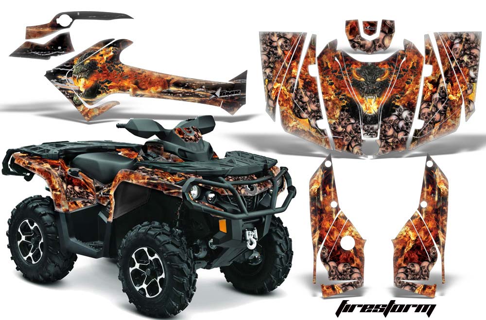 Can Am Outlander 500 / 650 / 800 / 800R / 1000 XT-P ATV Graphic Kit - 2013-2016 Firestorm Silver