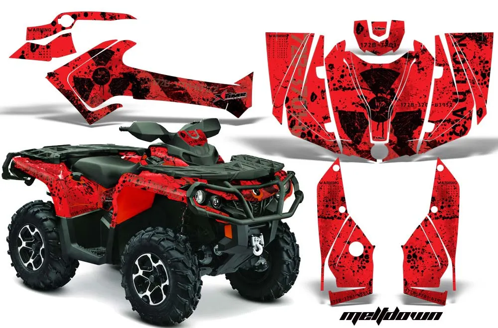 Can Am Outlander 500 / 650 / 800 / 800R / 1000 XT-P ATV Graphic Kit - 2013-2016 Meltdown Red
