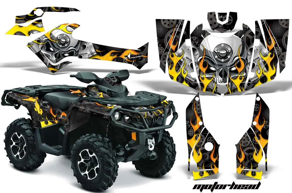 Can Am Outlander 500 / 650 / 800 / 800R / 1000 XT-P ATV Graphic Kit - 2013-2016 Motorhead Black