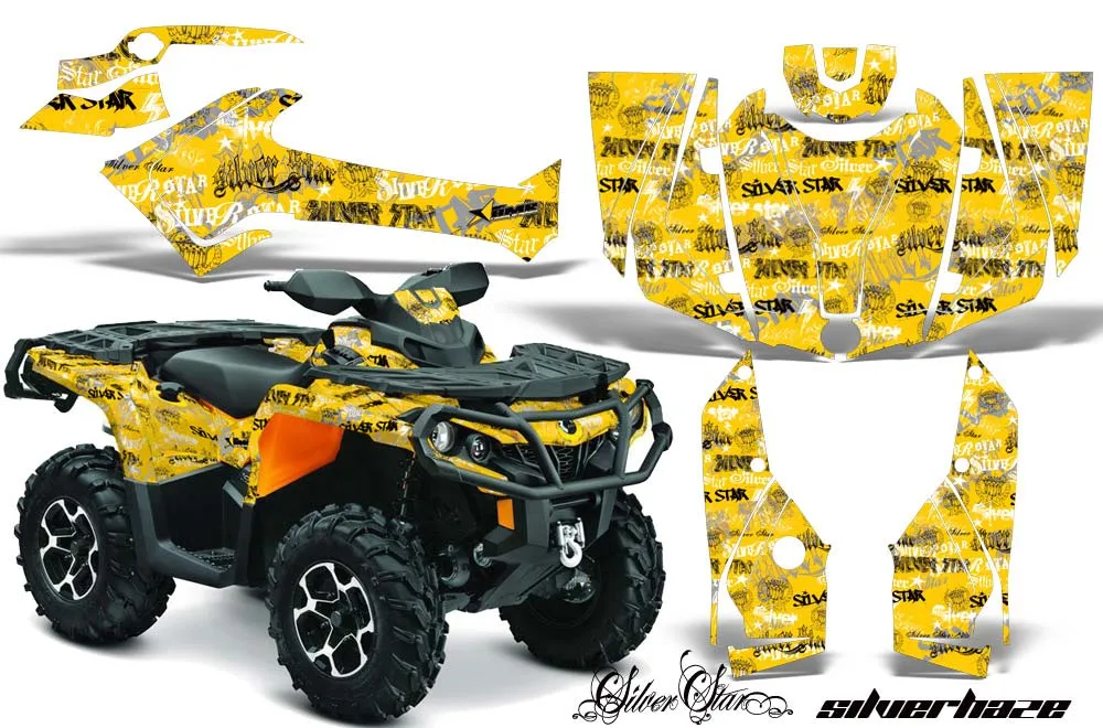 Can Am Outlander 500 / 650 / 800 / 800R / 1000 XT-P ATV Graphic Kit - 2013-2016 Silver Star - -Silverhaze Yellow