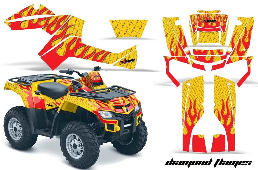Can Am Outlander EFI 500 / 650 / 800 / 1000 ATV Graphic Kit - 2006-2011 Diamond Flames Red