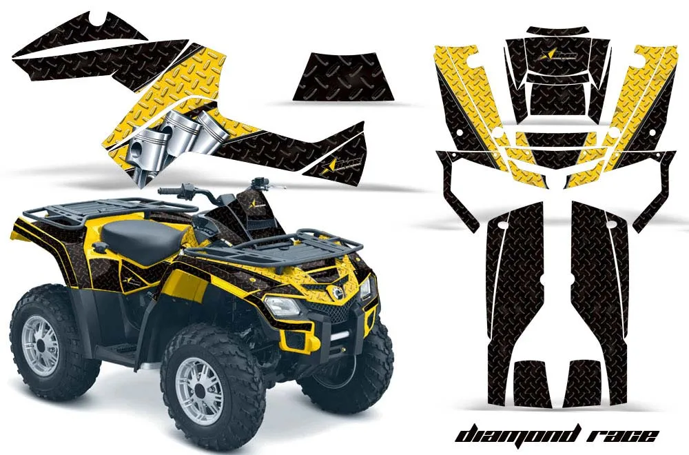 Can Am Outlander EFI 500 / 650 / 800 / 1000 ATV Graphic Kit - 2006-2011 Diamond Race Yellow