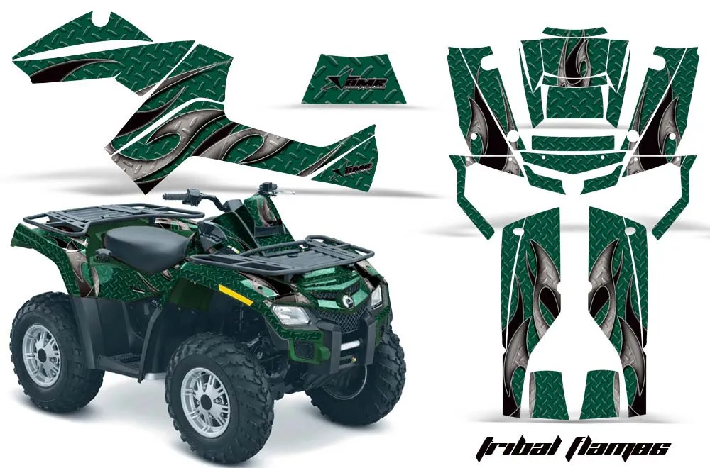Can Am Outlander EFI 500 / 650 / 800 / 1000 ATV Graphic Kit - 2006-2011 Tribal Flames Green
