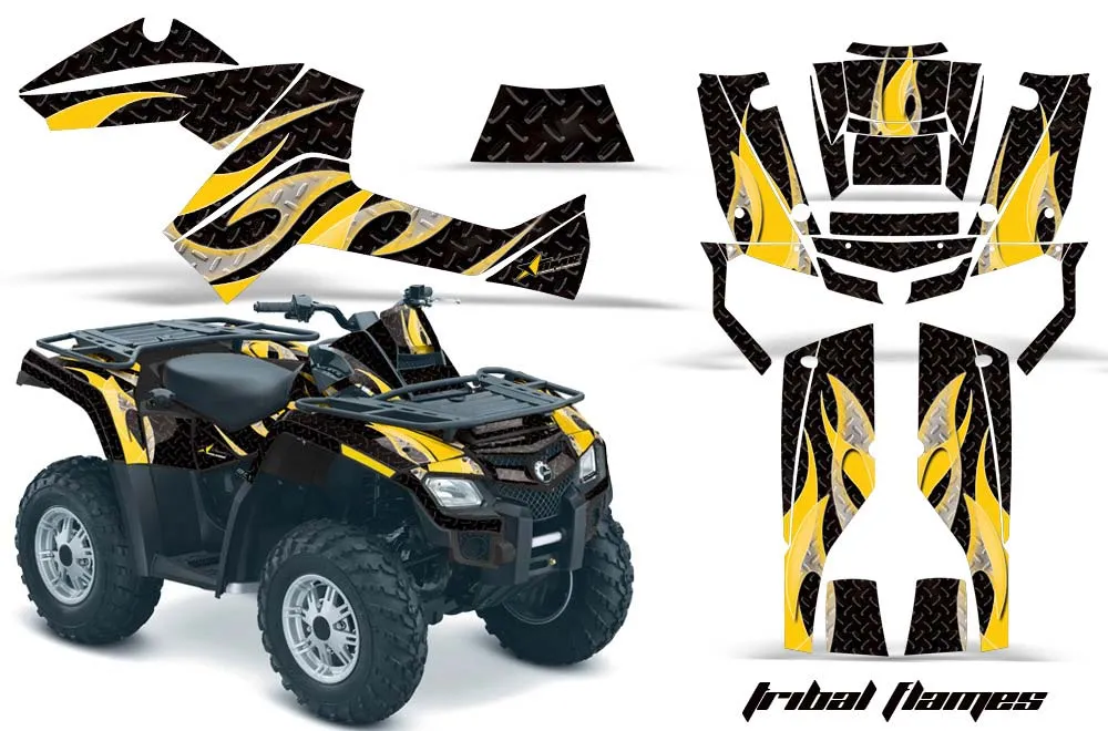 Can Am Outlander EFI 500 / 650 / 800 / 1000 ATV Graphic Kit - 2006-2011 Tribal Flames Yellow