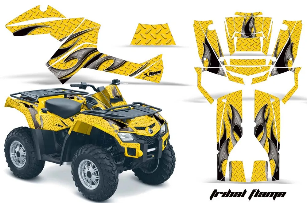 Can Am Outlander EFI 500 / 650 / 800 / 1000 ATV Graphic Kit - 2006-2011 Tribal Flames Yellow