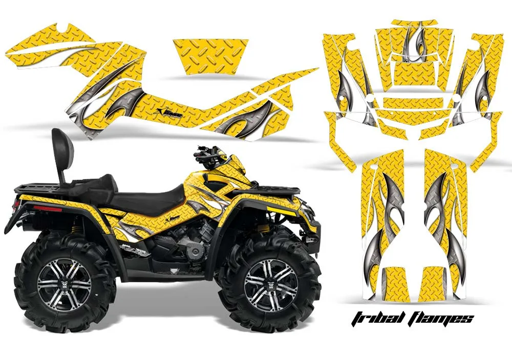 Can Am Outlander MAX 500 / 650 / 800 ATV Graphic Kit - 2006-2012 Tribal Flame Yellow