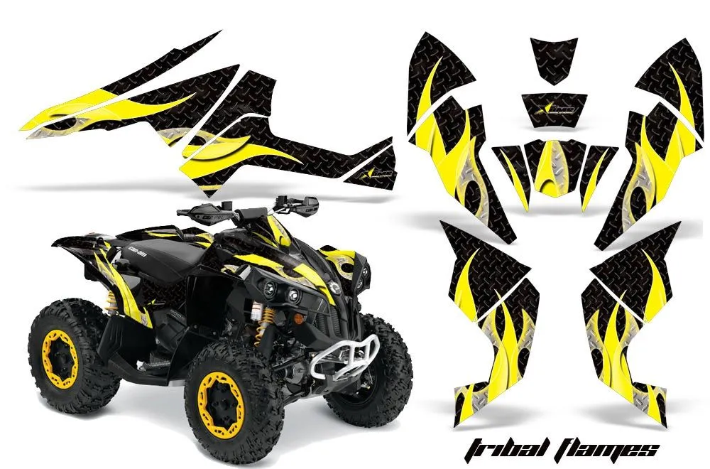 Can Am Renegade 500x/r / 800x/r ATV Graphic Kit - All Years Tribal Flames Yellow