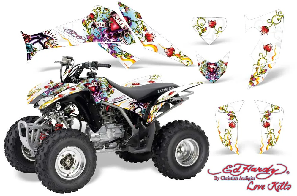 Honda TRX 250EX / 250R / 250X ATV Graphic Kit - 2006-2024 Ed Hardy - Love Kills White