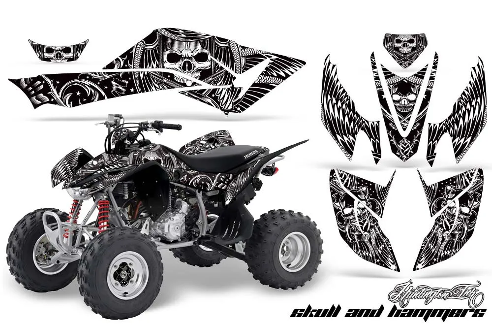 Honda TRX 400 EX ATV Graphic Kit - 2008-2016 Skulls and Hammers White