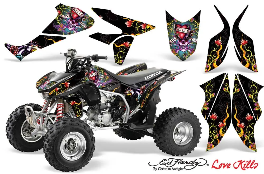 Honda TRX 450R ATV Graphic Kit - 2004-2016 Ed Hardy - Love Kills Black