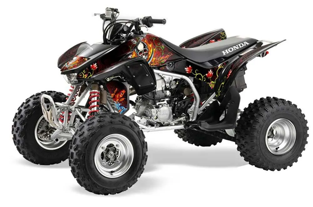 Honda TRX 450R ATV Graphic Kit - 2004-2016 Ed Hardy - Pirates Red
