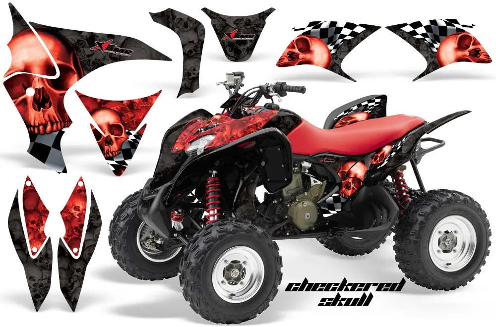Honda TRX 700 XX ATV Graphic Kit - 2008-2015 Checkered Skull Red