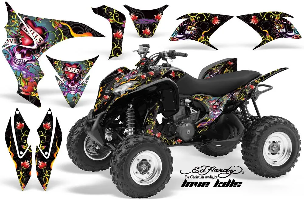 Honda TRX 700 XX ATV Graphic Kit - 2008-2015 Ed Hardy - Love Kills Black