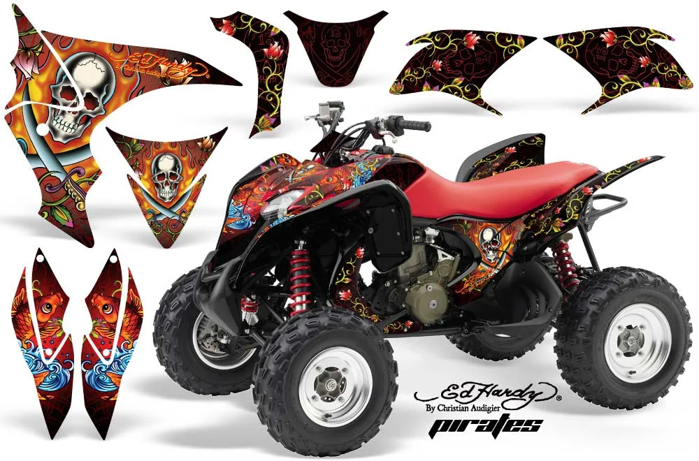 Honda TRX 700 XX ATV Graphic Kit - 2008-2015 Ed Hardy - Pirates Red
