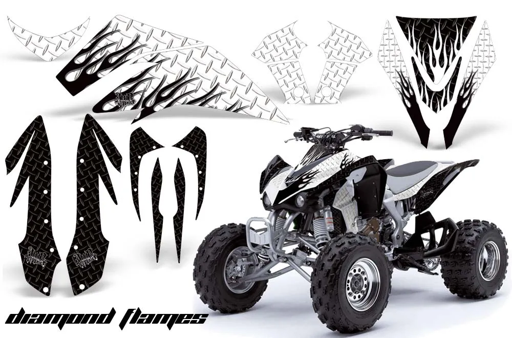 Kawasaki KFX 450 ATV Graphic Kit - 2008-2015 Diamond Flames Black