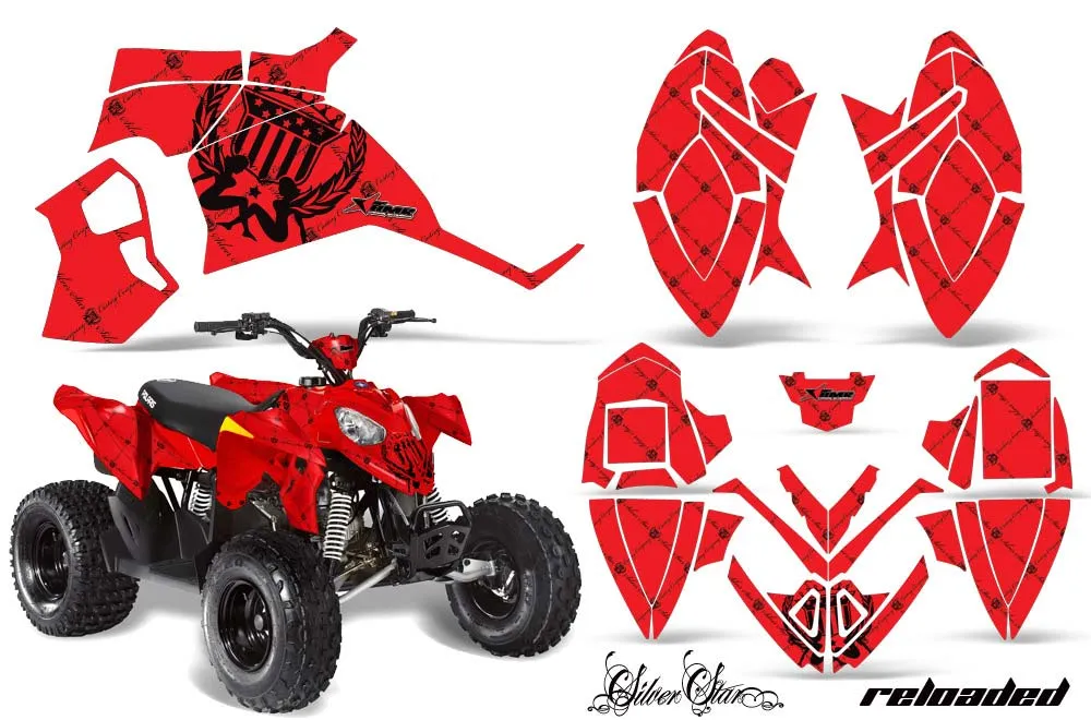 Polaris Outlaw 90 / 110 ATV Graphic Kit - 2002-2025 Silver Star - Reloaded Red