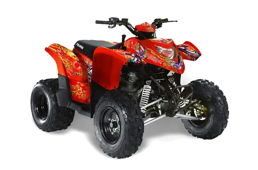 Polaris Phoenix 200 ATV Graphic Kit - 2005-2023 Ed Hardy - Love Kills Red