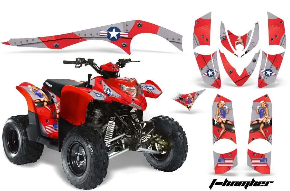 Polaris Phoenix 200 ATV Graphic Kit - 2005-2023 Silver Star - Silverhaze Red