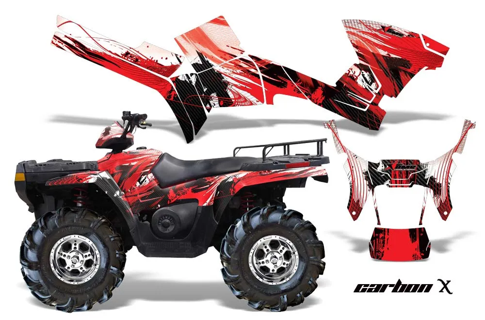 Polaris Sportsman 800 / 500 ATV Graphic Kit - 2005-2010 Carbon X Red