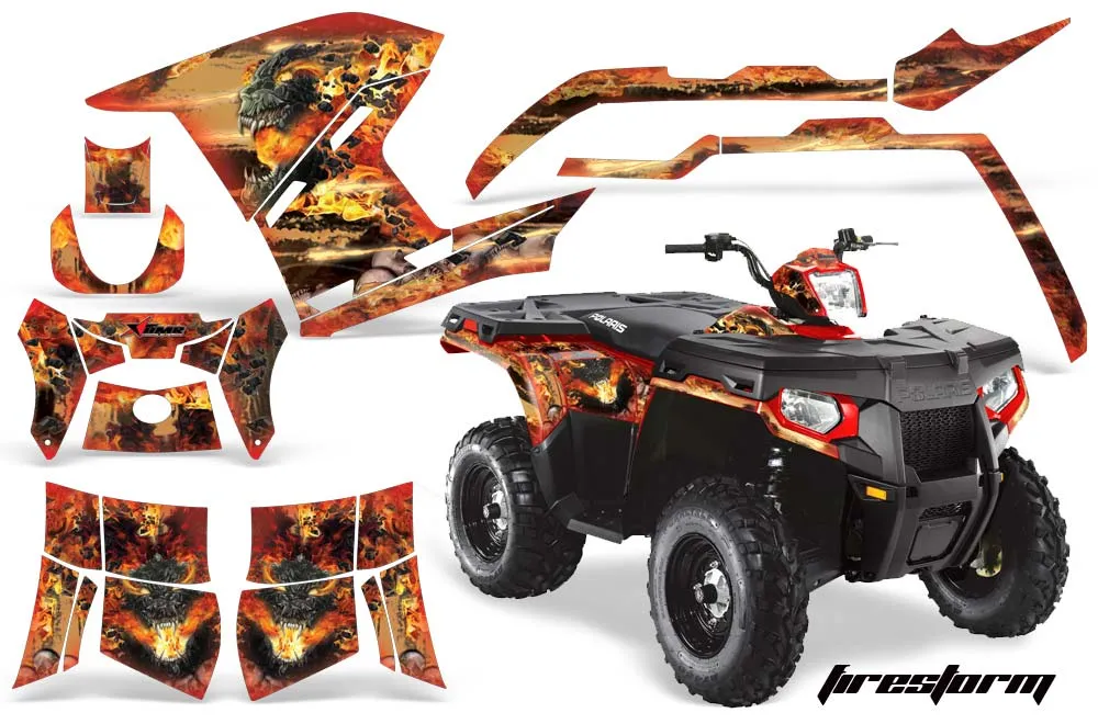 Polaris Sportsman 800 / 500 ATV Graphic Kit - 2005-2010 Firestorm Red