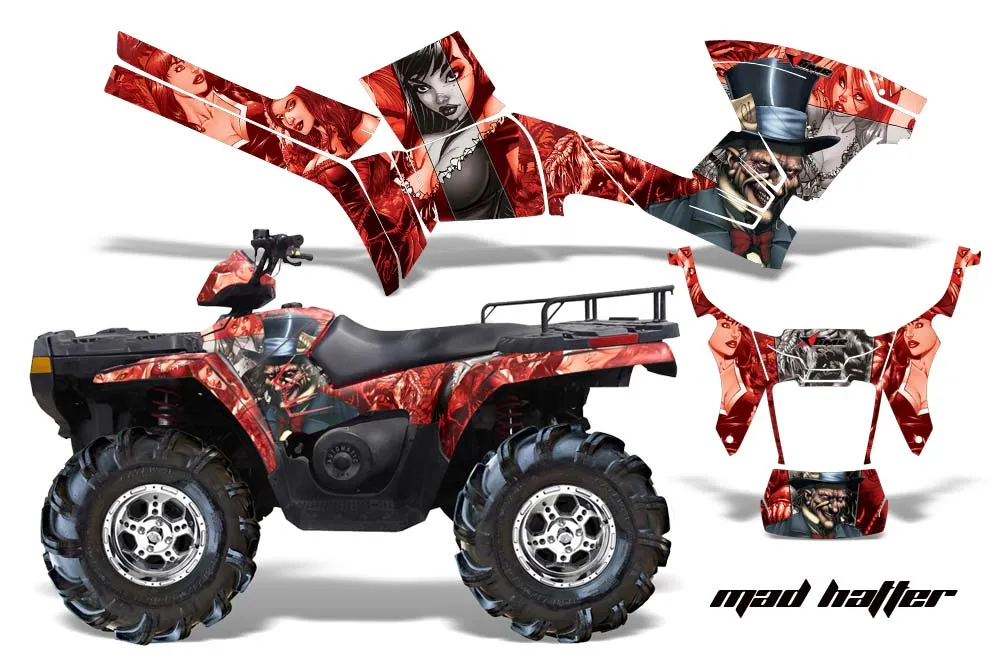Polaris Sportsman 800 / 500 ATV Graphic Kit - 2005-2010 Mad Hatter Red