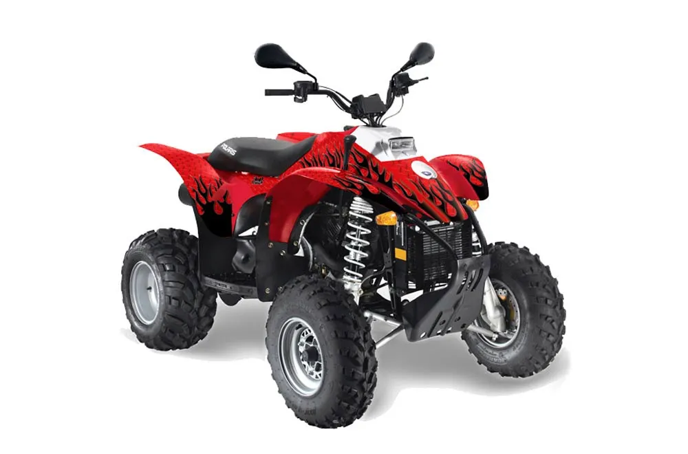 Polaris Trailblazer 350 ATV Graphic Kit - 1985-2009 Diamond Flames Red