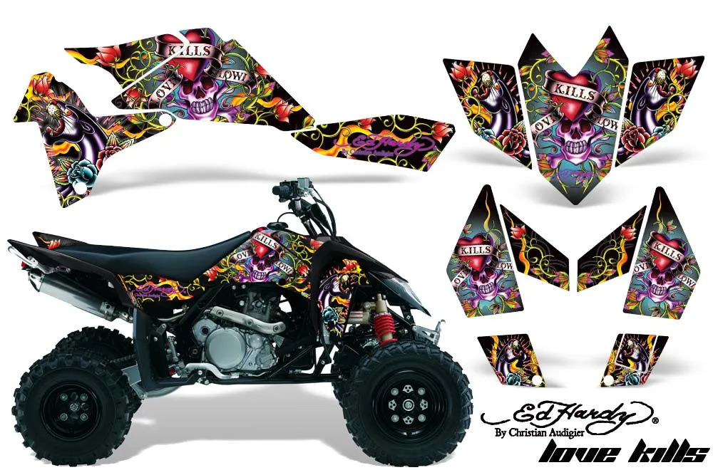 Suzuki LTR 450 ATV Graphic Kit - 2006-2009 Ed Hardy - Love Kills Black