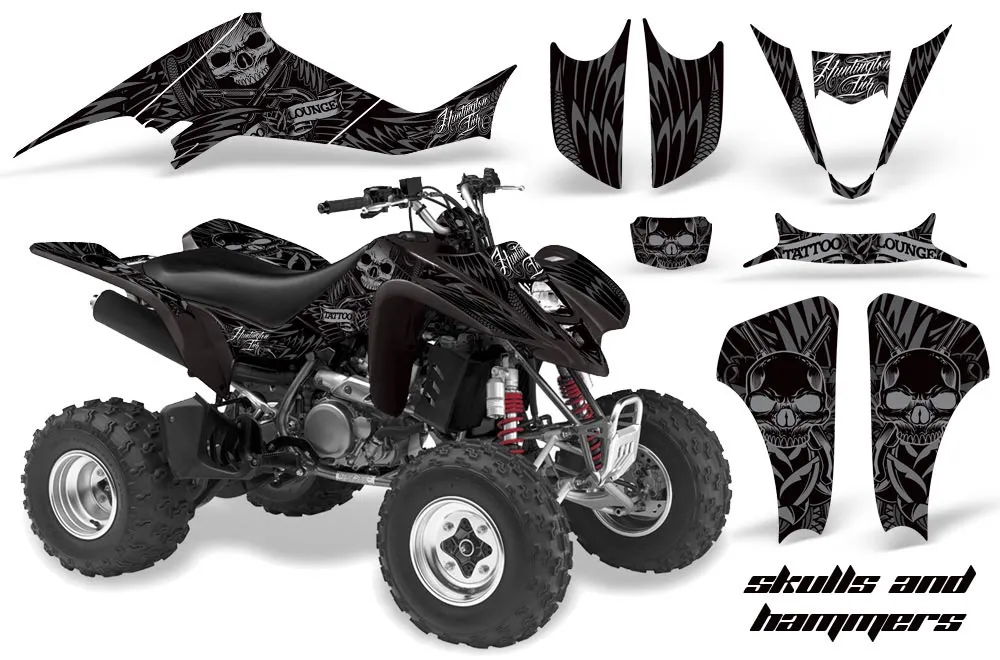 Suzuki LTZ 400 ATV Graphic Kit - 2003-2008 Skulls and Hammers Silver