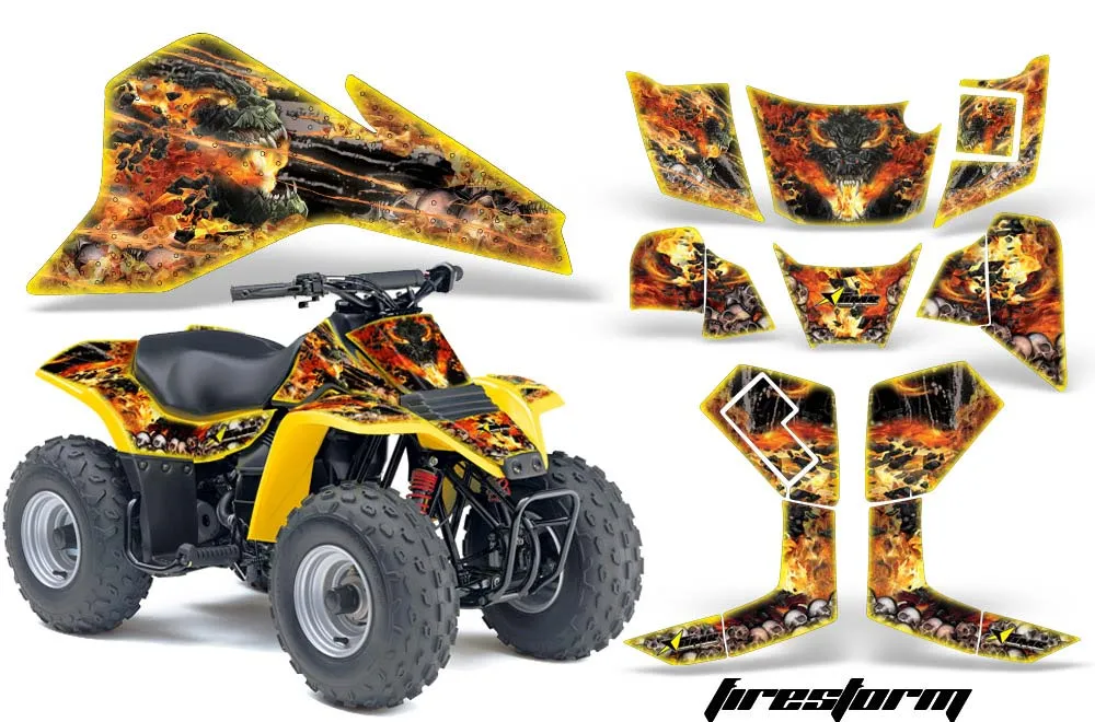 Suzuki QuadSport LT 80 ATV Graphic Kit - 1987-2006 Firestorm Yellow