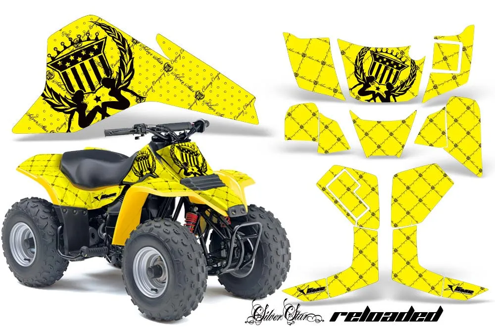Suzuki QuadSport LT 80 ATV Graphic Kit - 1987-2006 Silver Star - Reloaded Black