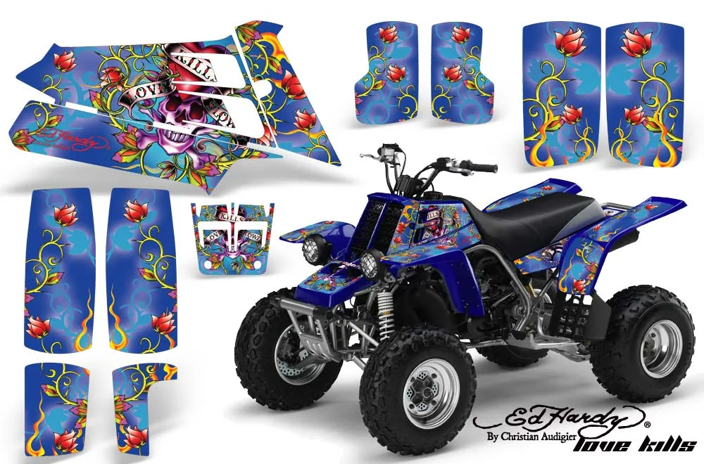 Yamaha Banshee 350 (Full Bore Plastics) ATV Graphic Kit - All Years Ed Hardy - Love Kills Blue