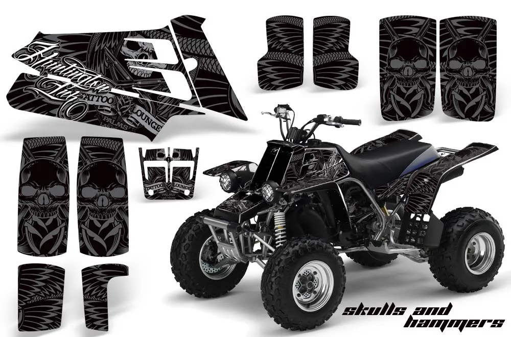 Yamaha Banshee 350 (Full Bore Plastics) ATV Graphic Kit - All Years Skulls and Hammers Black