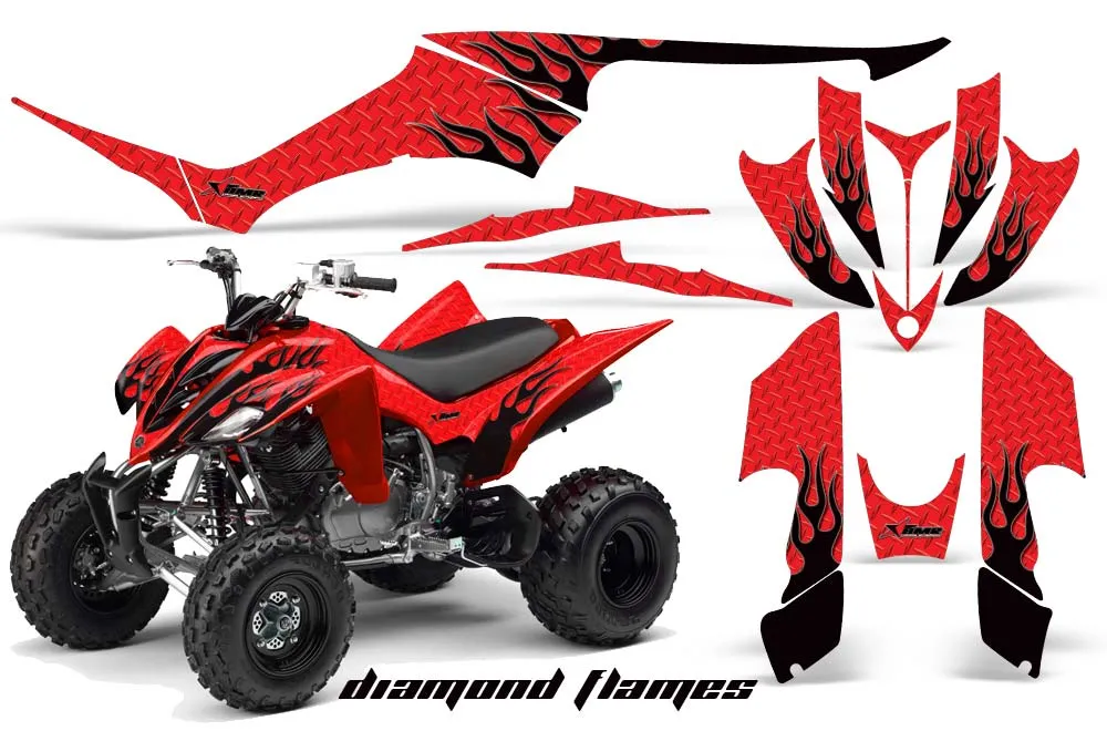 Yamaha Raptor 350 ATV Graphic Kit - 2004-2014 Diamond Flames Red