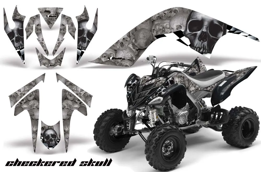 Yamaha Raptor 700 ATV Graphic Kit - 2006-2012 Checkered Skull Black