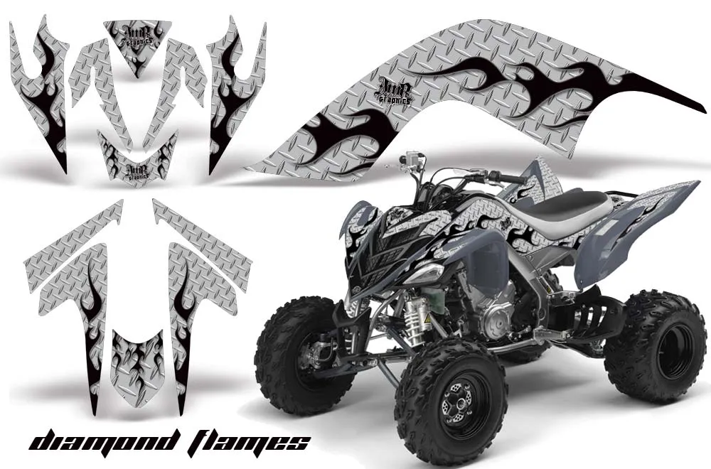 Yamaha Raptor 700 ATV Graphic Kit - 2006-2012 Diamond Flames Silver