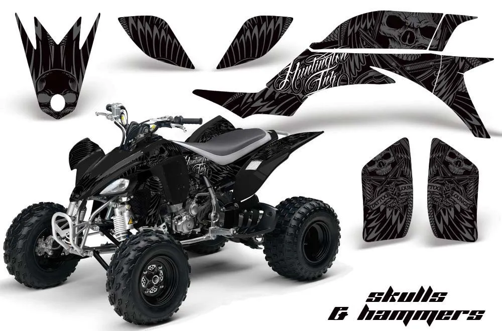 Yamaha YFZ 450 ATV Graphic Kit - 2004-2014 Skulls and Hammers Silver