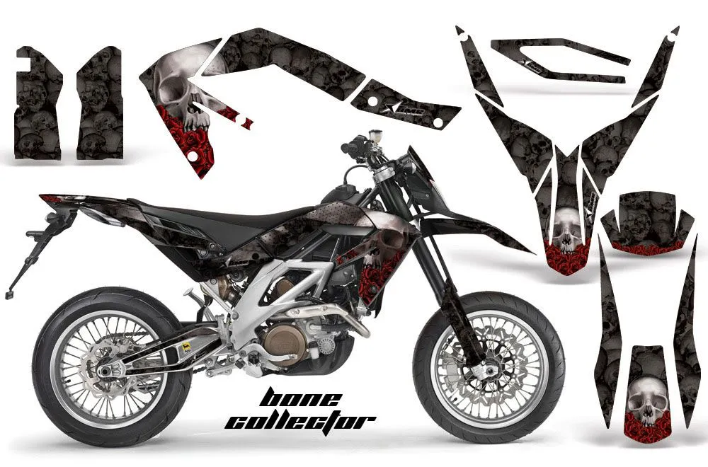 Aprilia SXV 4.5 / 5.5 Dirt Bike Graphic Kit - 2006-2015 Bone Collector Black