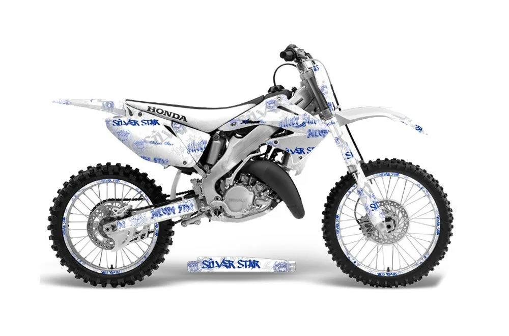 Honda CR125 Dirt Bike Graphic Kit - 1995-2015 Silver Star - Silverhaze White