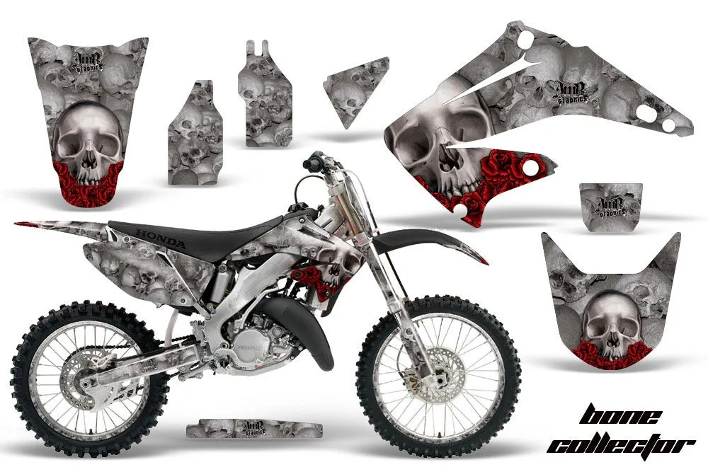 Honda CR250 Dirt Bike Graphic Kit - 1995-2015 Bone Collector Silver