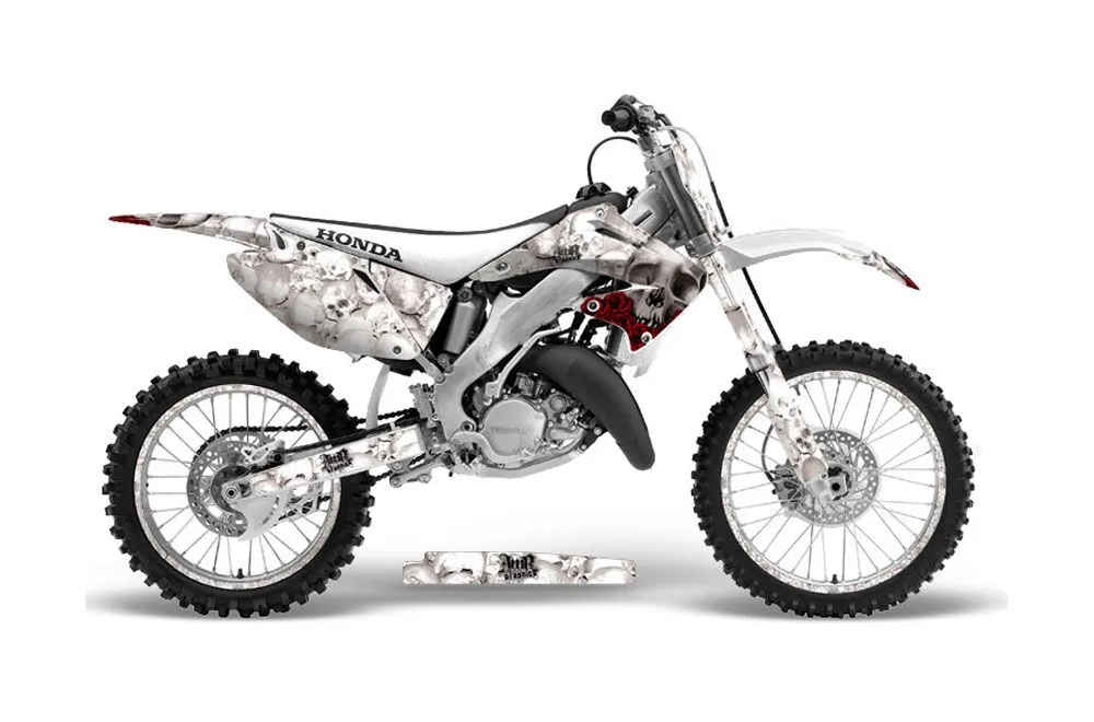 Honda CR250 Dirt Bike Graphic Kit - 1995-2015 Bone Collector White