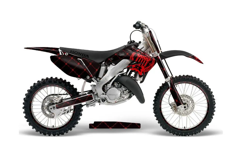 Honda CR250 Dirt Bike Graphic Kit - 1995-2015 Silver Star - Reloaded Red