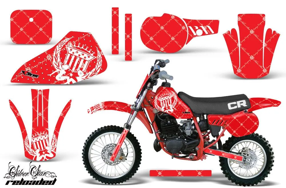 Honda CR60 Dirt Bike Graphic Kit - 1984-1985 Silver Star - Reloaded Red