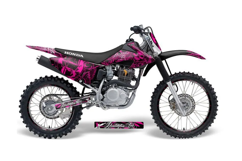 Honda CRF150 F Dirt Bike Graphic Kit - 2008-2014 Skulls and Hammers Pink