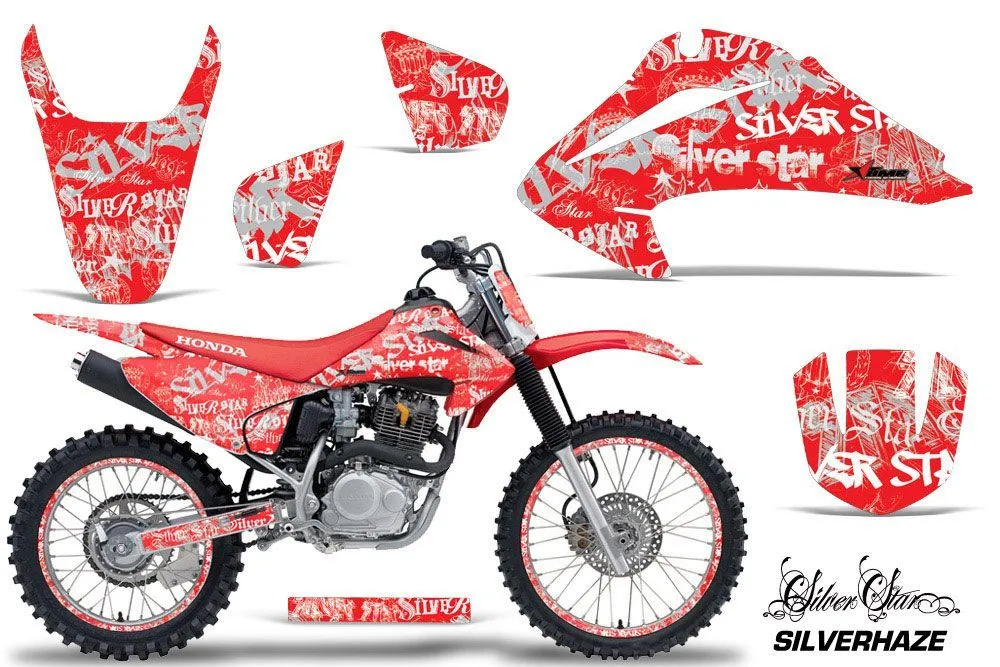 Honda CRF230 F Dirt Bike Graphic Kit - 2003-2007 Silver Star - Silverhaze Red
