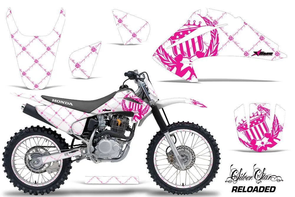 Honda CRF230 F Dirt Bike Graphic Kit - 2003-2007 Sivler Star - Reloaded Pink